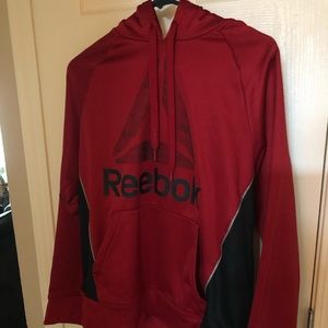 Red and black athletic hoodie